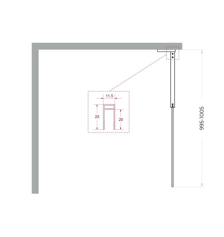 Душевая перегородка Belbagno UNO-L-1-TB-100-BR-GM 100x200 бронза, оружейная сталь
