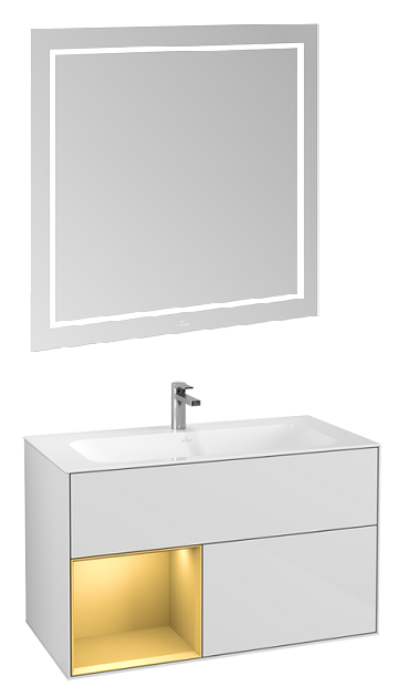Мебель для ванной Villeroy&Boch Finion 99.6 см, бел/зол