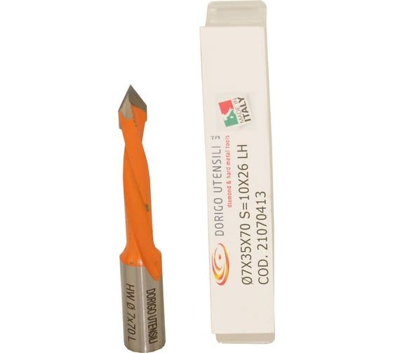 Сверло для сквозных отверстий DORIGO HW Ø7x35x70 S=Ø10x26 Z=2 LH 21070413