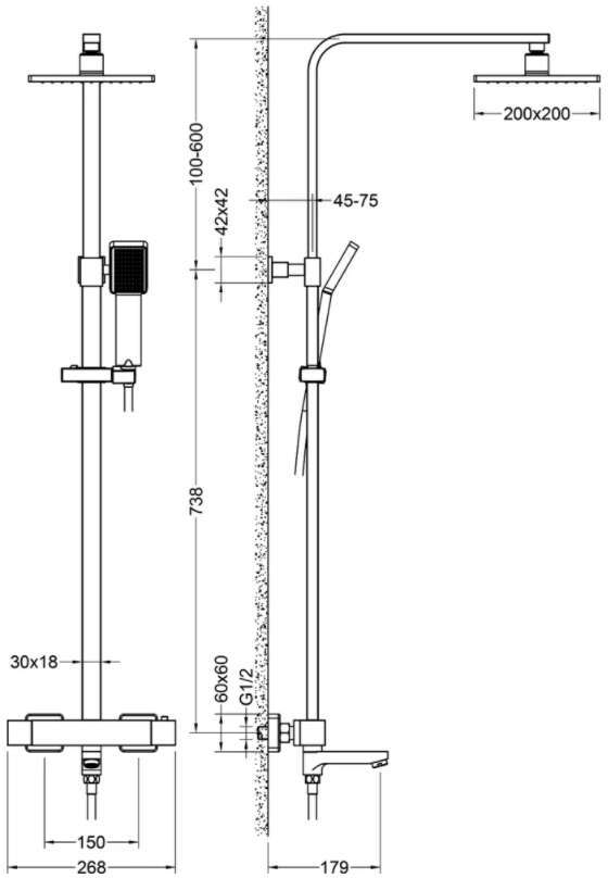 Душевая стойка Timo Tetra-Thermo SX-0169/03 черный матовый