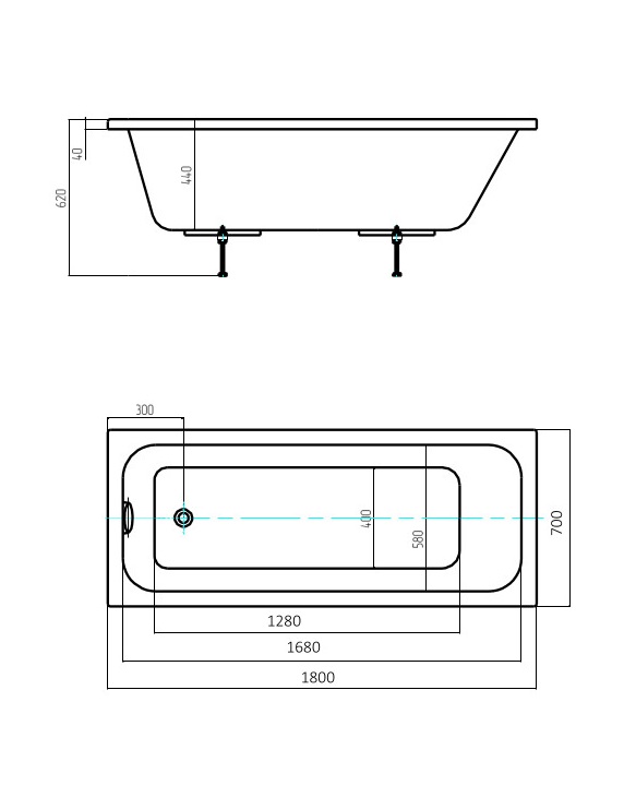 Акриловая ванна Aquatek Мия 180x70 см
