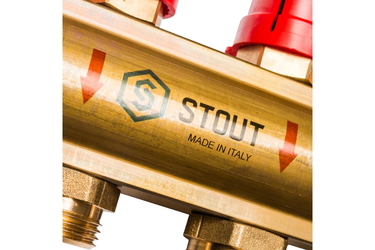Распределительный коллектор из латуни с расходомерами 10 вых. STOUT SMB 0473 000010