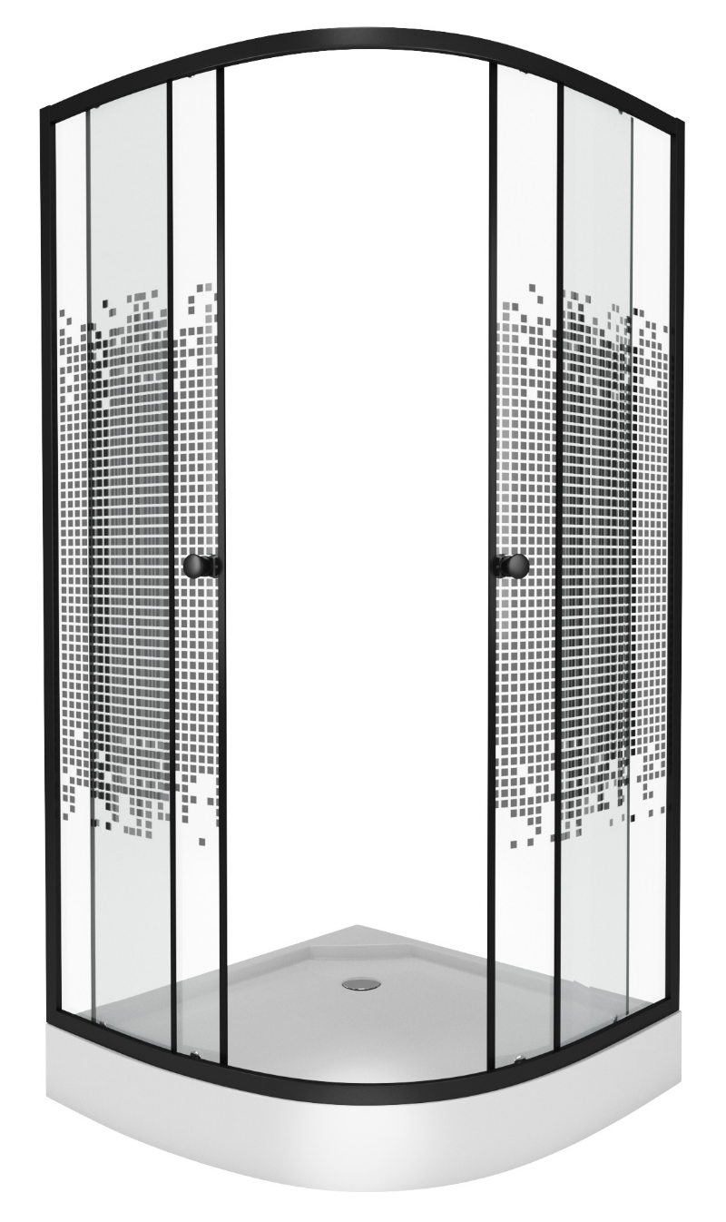 Душевой уголок Niagara NG-007 BLACK 90x90 с рисунком, черный