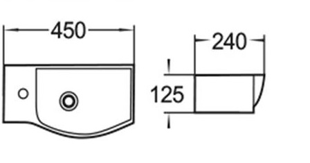 Раковина WeltWasser WW AISBACH 7945 GL-WT L 45 см, левая 10000008690 белый глянец