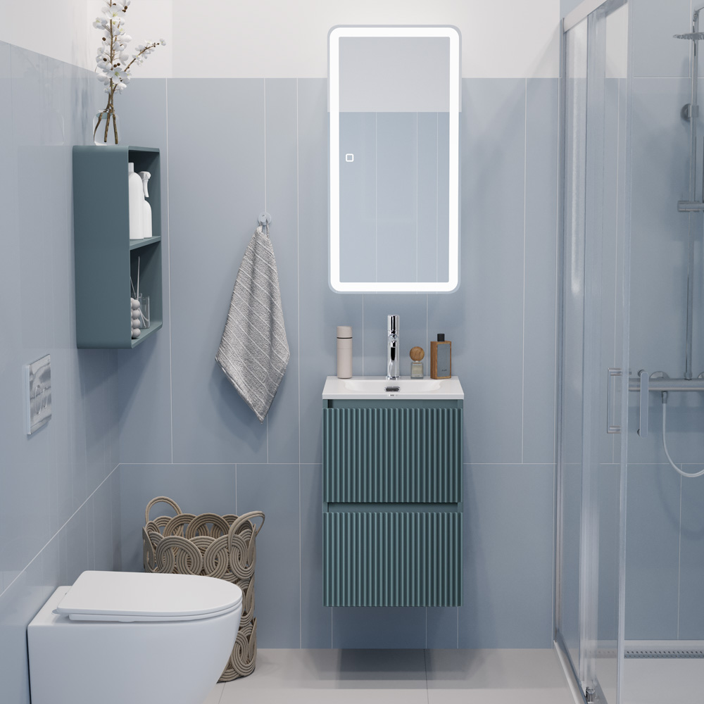 Тумба с раковиной BelBagno Uno-Mini 40 см Голубой матовый