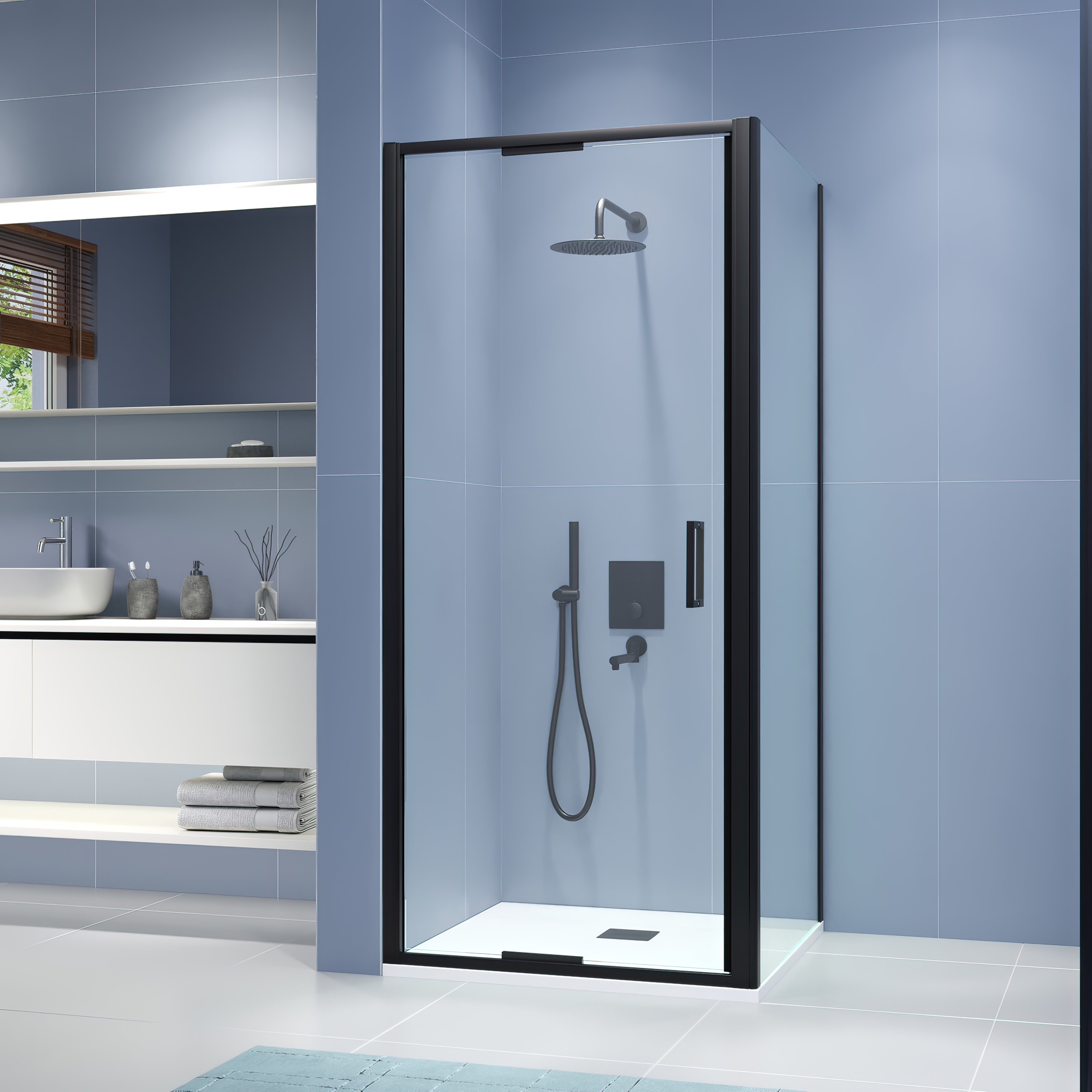 Душевой уголок RGW Stilvol SV-145B (SV-05B + Z-050-2B) 90x80 прозрачное, черный 703214598-14