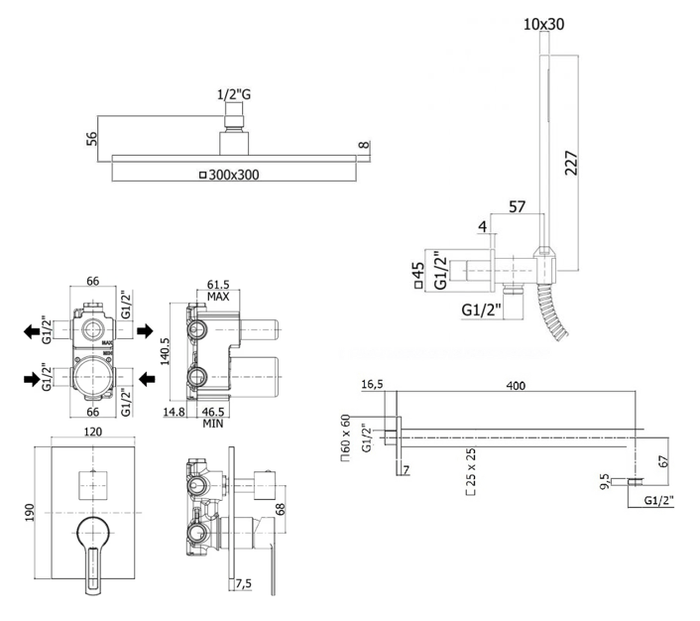 Душевой набор Paffoni Ringo KITRIN018CR/MKING душ 30 см, хром