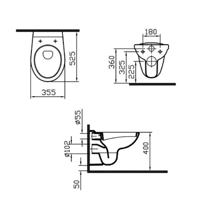 Подвесной унитаз VitrA Normus 9773B003-7201 комплект кнопка белая