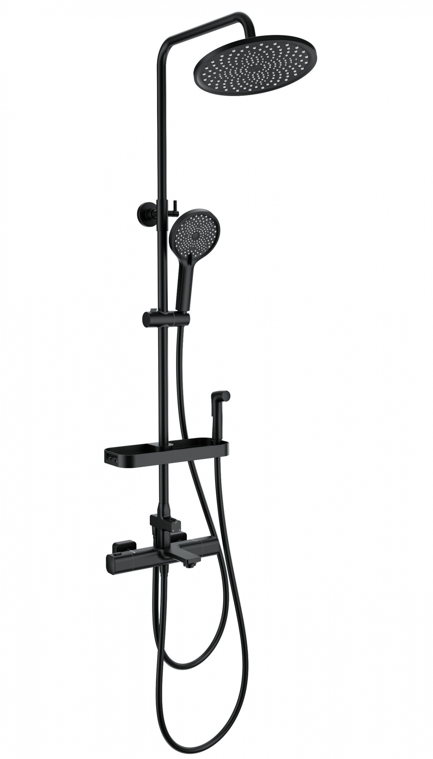 Душевая стойка Wonzon&Woghand Solid WW-C3011-A1-MB термостат, черный матовый