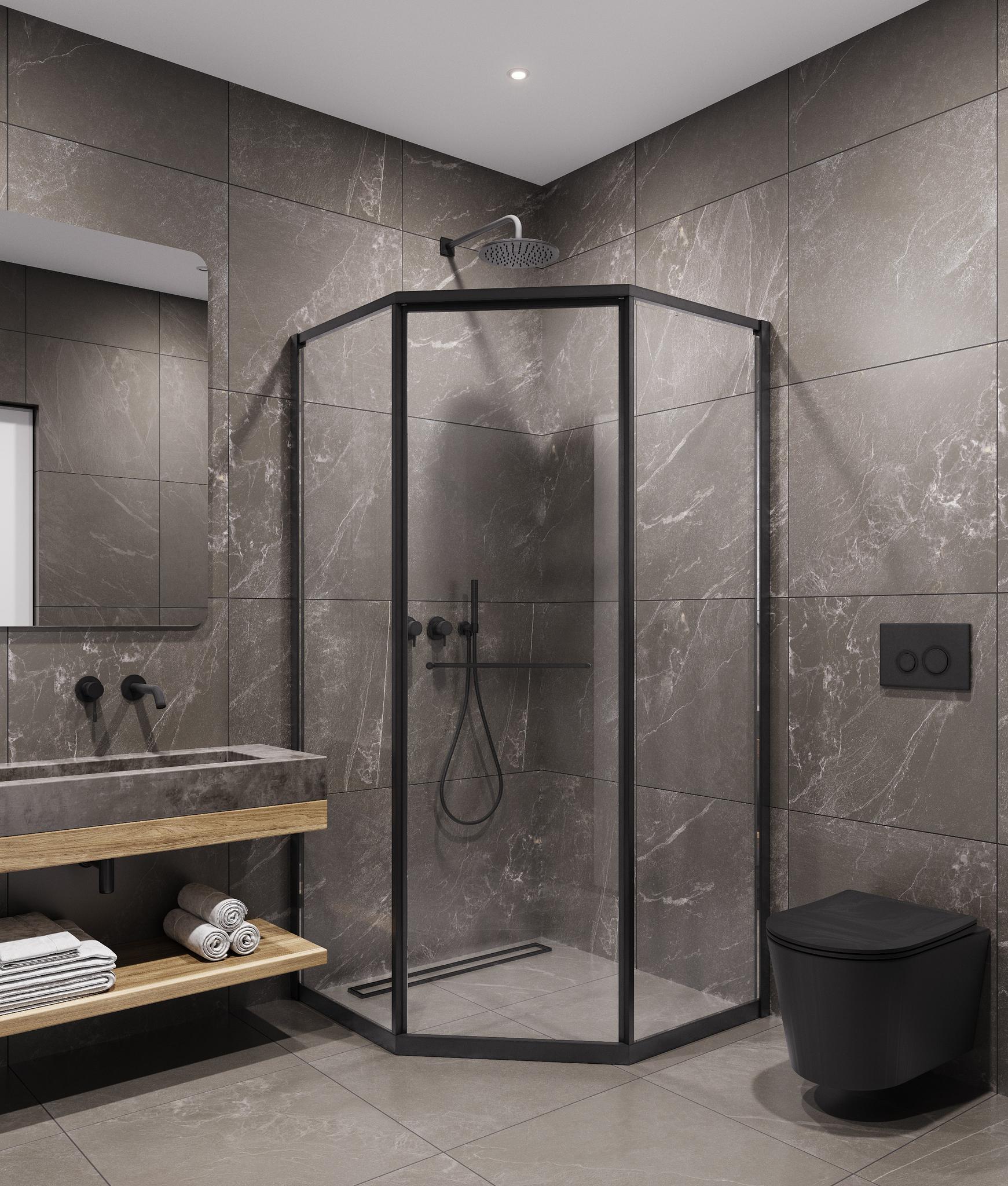 Душевой уголок Timo TTSS-100/03C-8R 100x100 правый, прозрачный, черный