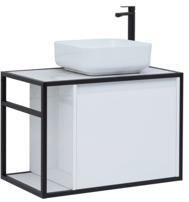 Мебель для ванной Aquanet Nova Lite Loft 75 см со столешницей, чаша справа, белый