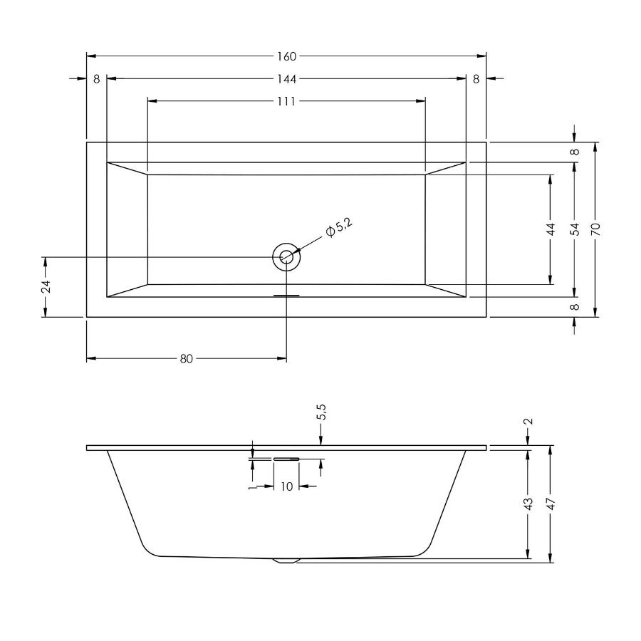 Акриловая ванна Riho Rethink Cubic 160x70 правая