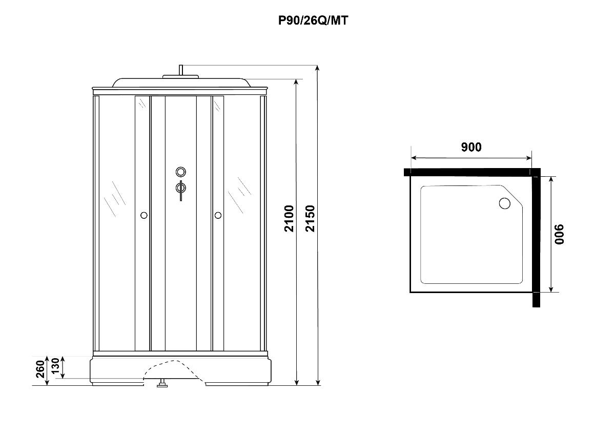 Душевая кабина Niagara Promo P90/26Q/MT 90x90 стекло матовое, без г/м