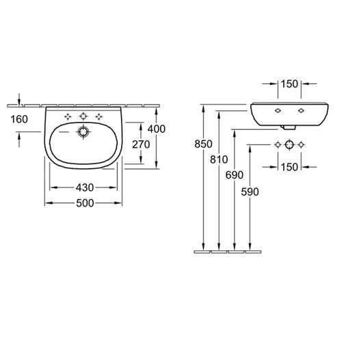 Раковина Villeroy&Boch O.novo 50 см 53605001