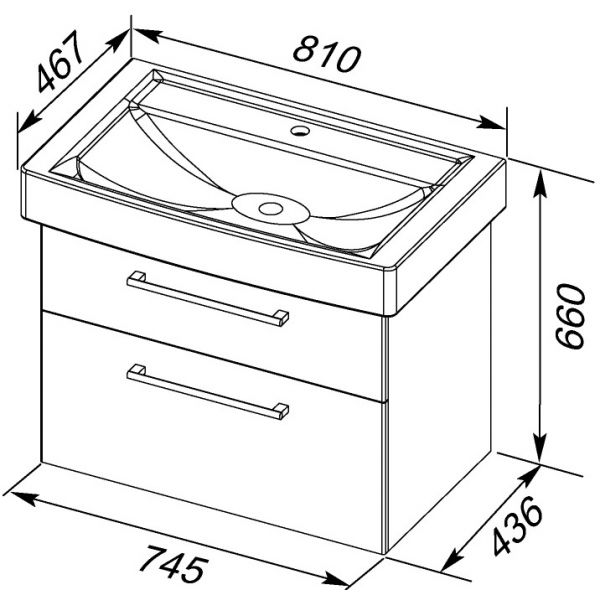 Тумба с раковиной Dreja.rus Q Max 80 см