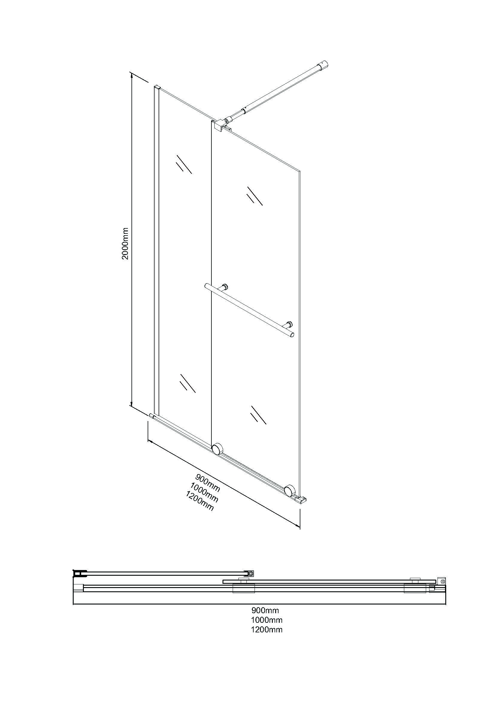 Душевая перегородка Niagara Nova NG-671-12BLACK 120x200 прозрачная, профиль черный матовый