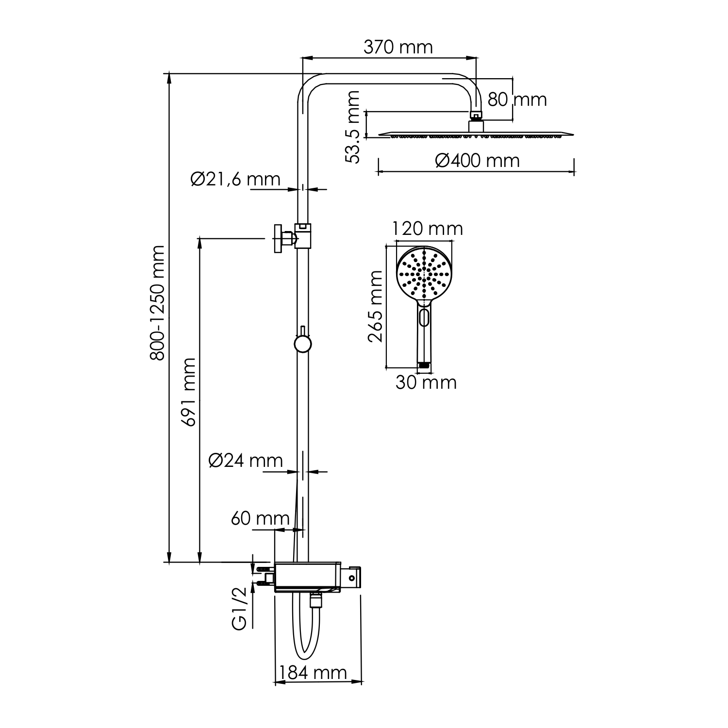 Душевая стойка WasserKRAFT A113.117.127.CH Thermo с термостатом, хром