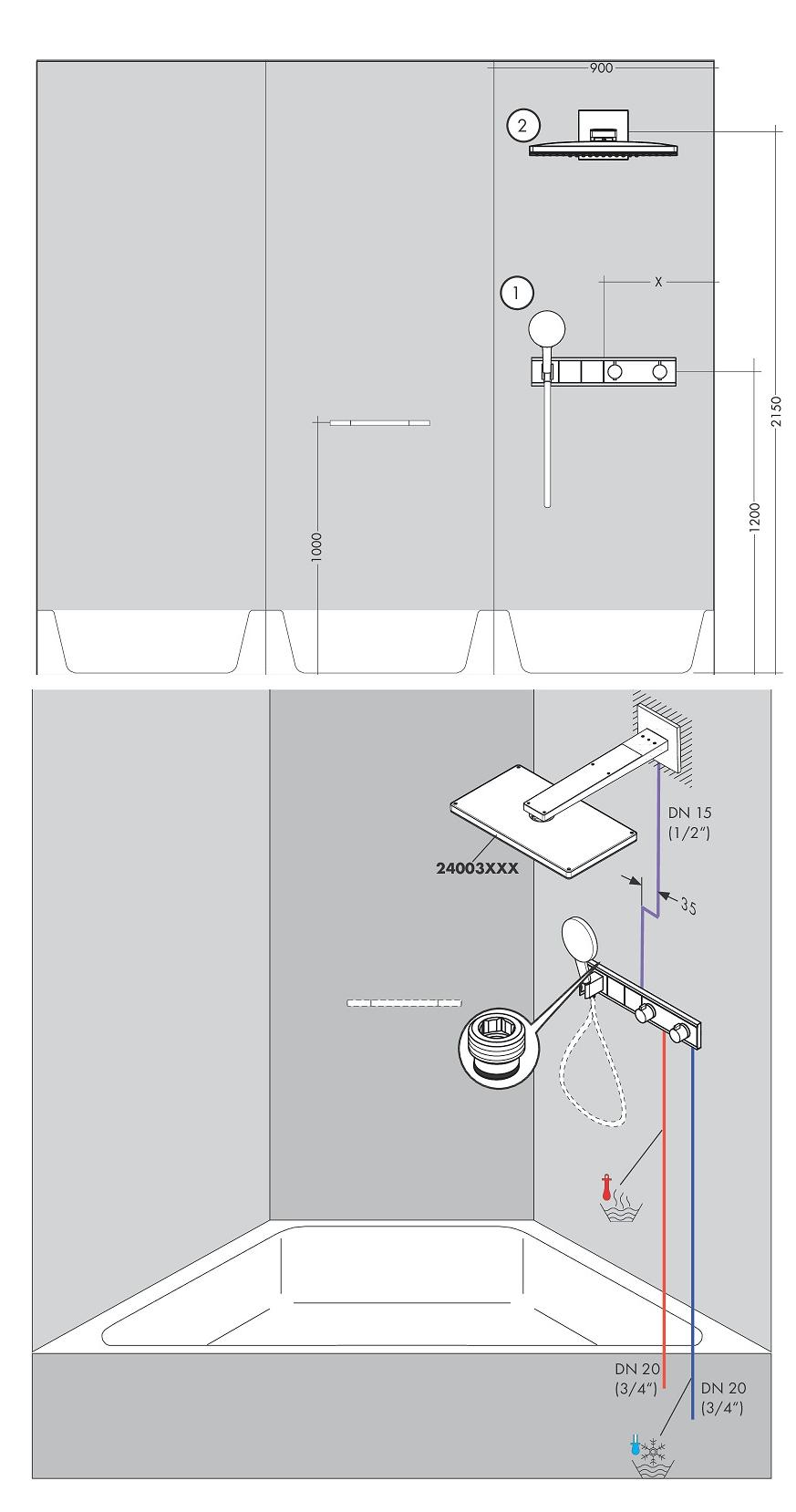 Смеситель для душа Hansgrohe RainSelect 15355000 с термостатом, хром