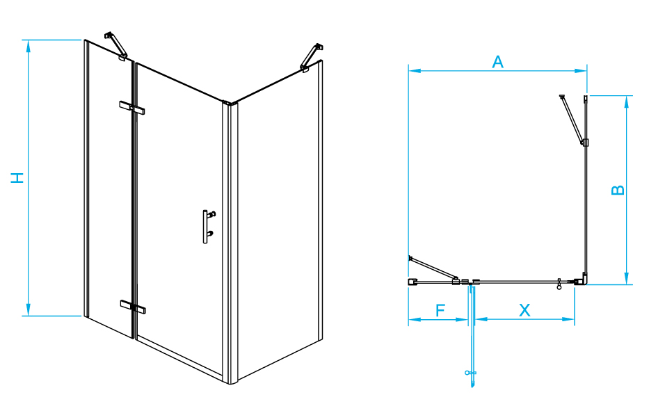 Душевой уголок RGW Passage PA-77B (PA-07BL / Z-050-2B / O-204) 90x100 черный, левый 41087790-084L