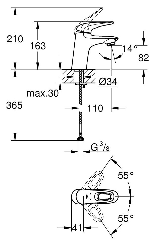 Смеситель для раковины Grohe Eurostyle 2015 32468003