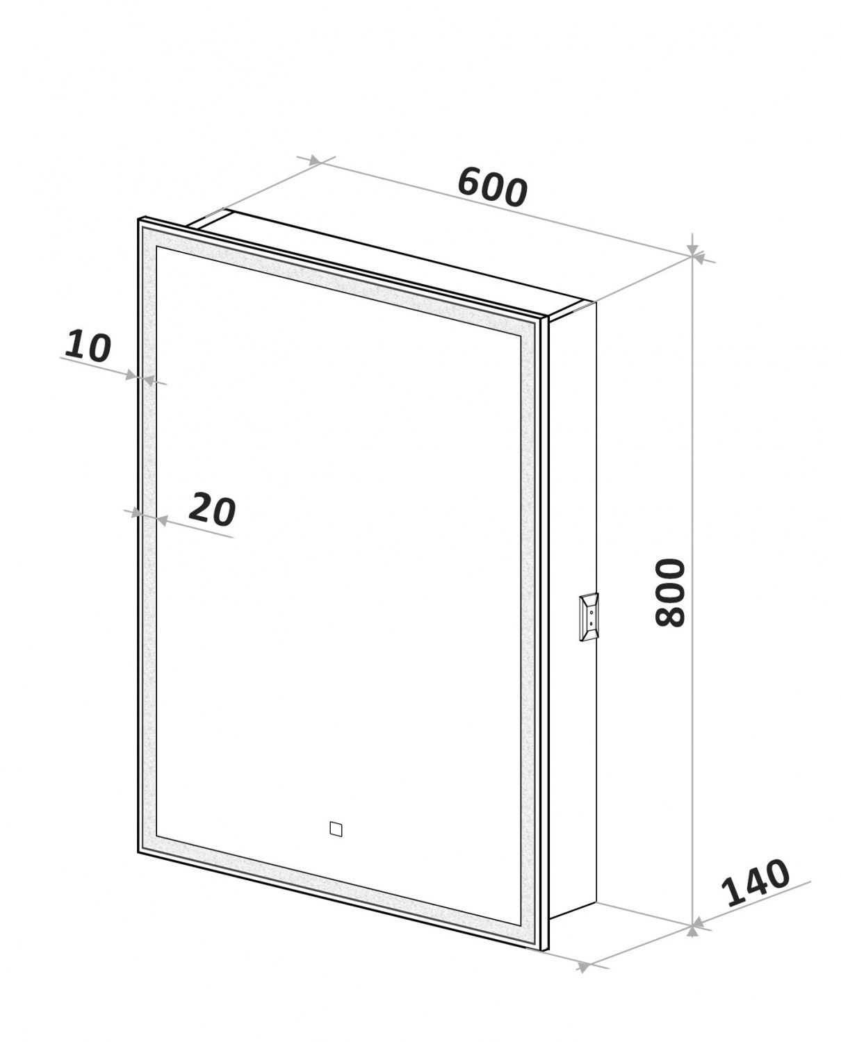 Зеркальный шкаф Art&Max Techno 60x80 AM-Tec-600-800-1D-L-DS-F с подсветкой, L