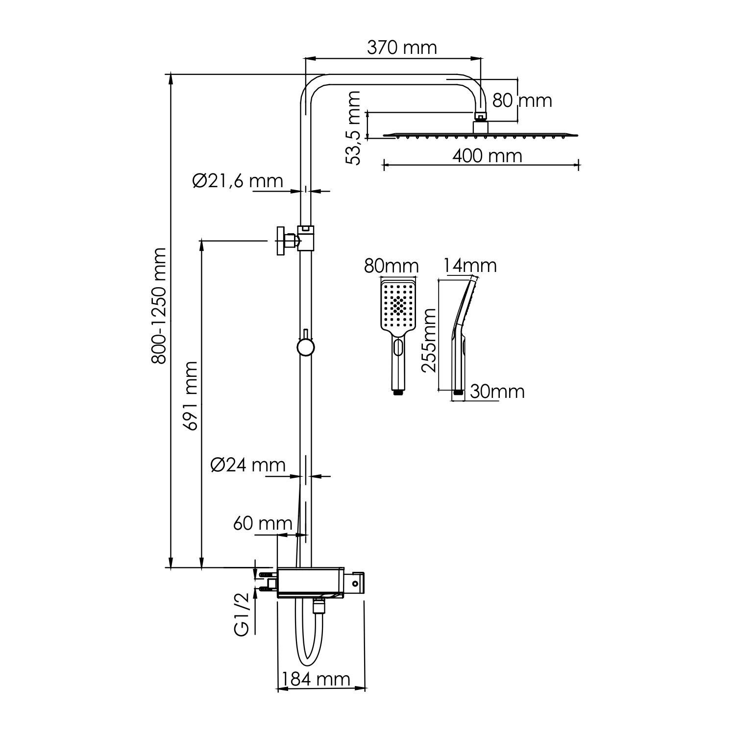 Душевая стойка WasserKRAFT A113.119.126.CH Thermo с термостатом, хром