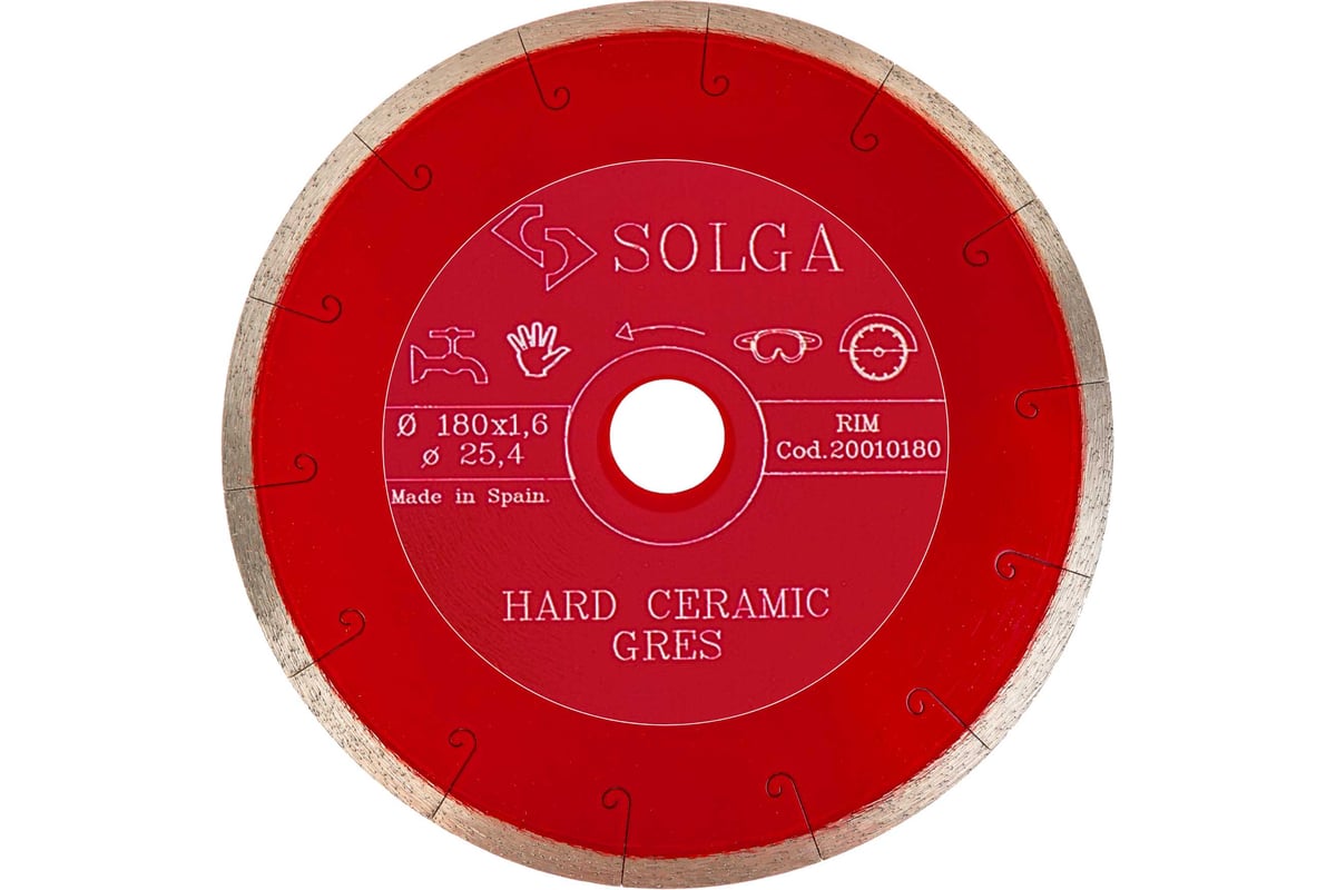 Диск алмазный сплошной (180 мм х 25,4/22,2 мм) HARD CERAMICS Solga Diamant 20010180
