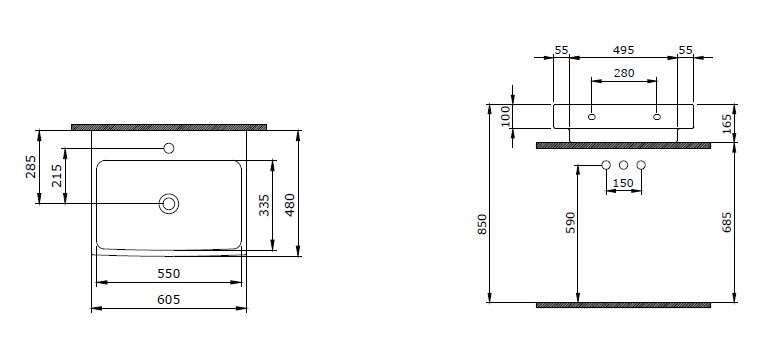 Раковина Bocchi Scala Arch 1077-001-0126 61 см