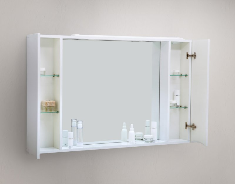 Зеркальный шкаф BelBagno MARINO-SPC-1000/750-2A-BL-P 100 см, Bianco Lucido