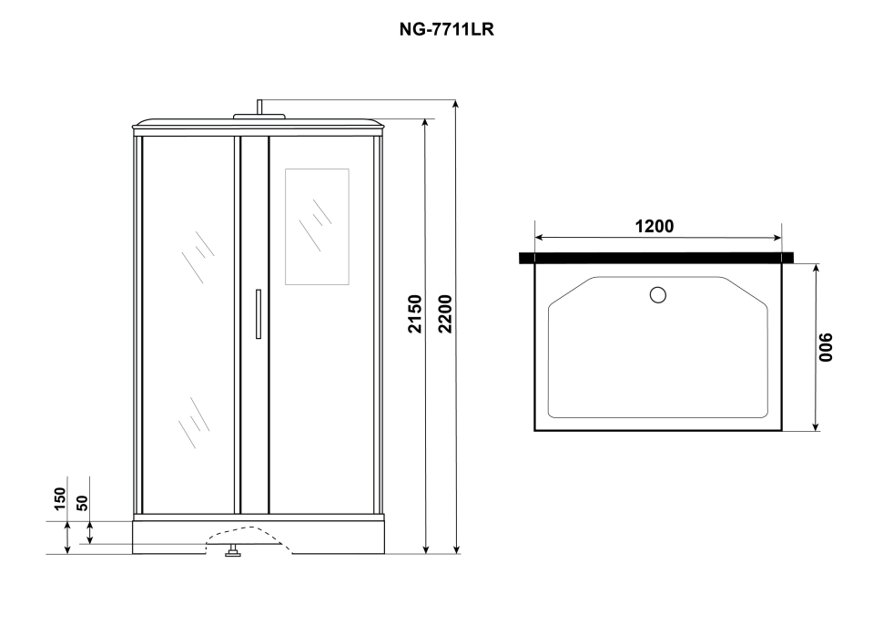 Душевая кабина Niagara Luxe NGL-7711G 120x90 R, золото