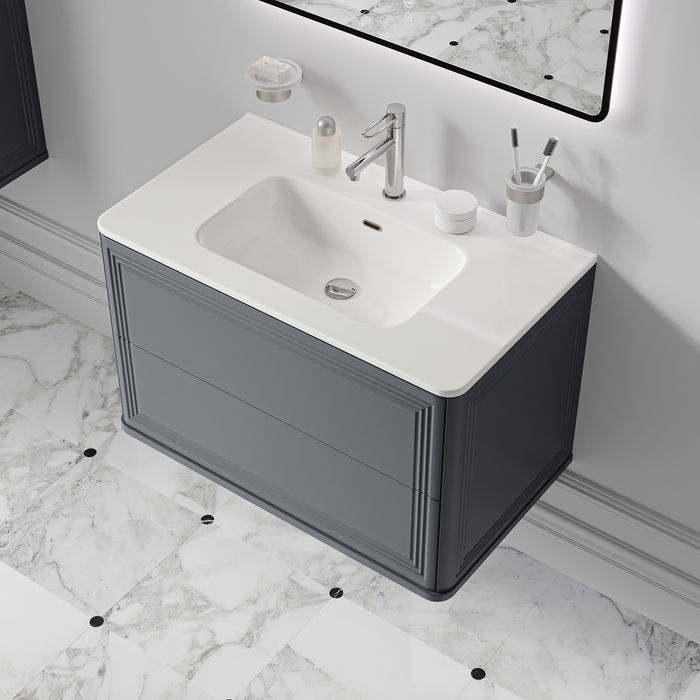 Тумба с раковиной Iddis Oxford Neo 80 см темно-серый матовый OXN80D0i95K