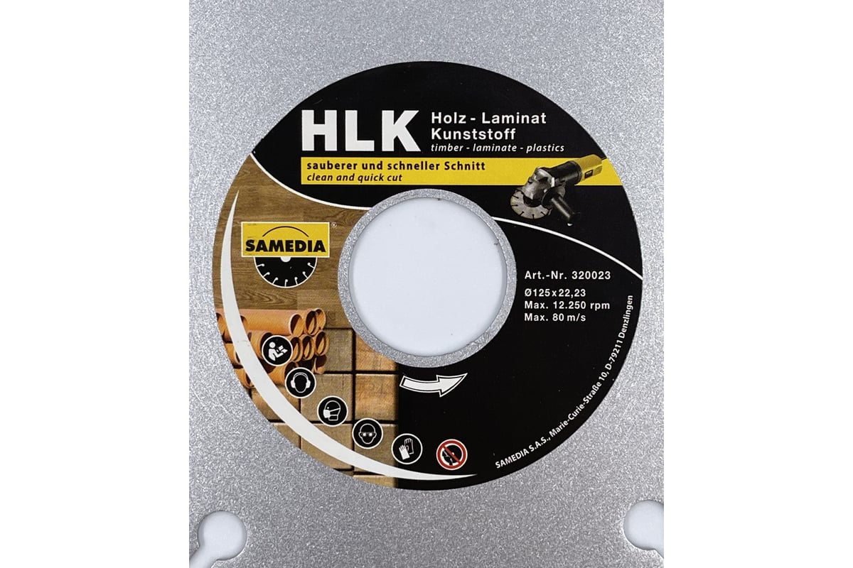 Диск для резки древесины, пластмассы MASTER HLK 125x22.23 мм, 9 сегментов SAMEDIA 320023