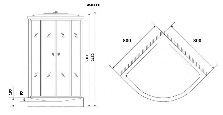 Душевая кабина Niagara Eco NG- 4503-14BLACK 80x80 стекло с рисунком