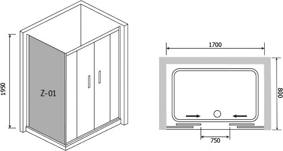 Душевой уголок RGW Passage PA-41 170x80 хром, прозрачное