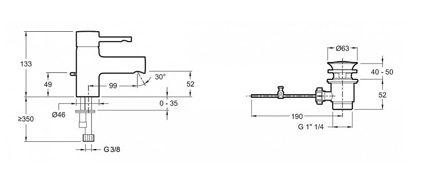 Смеситель для раковины Jacob Delafon Cuff E37301-CP