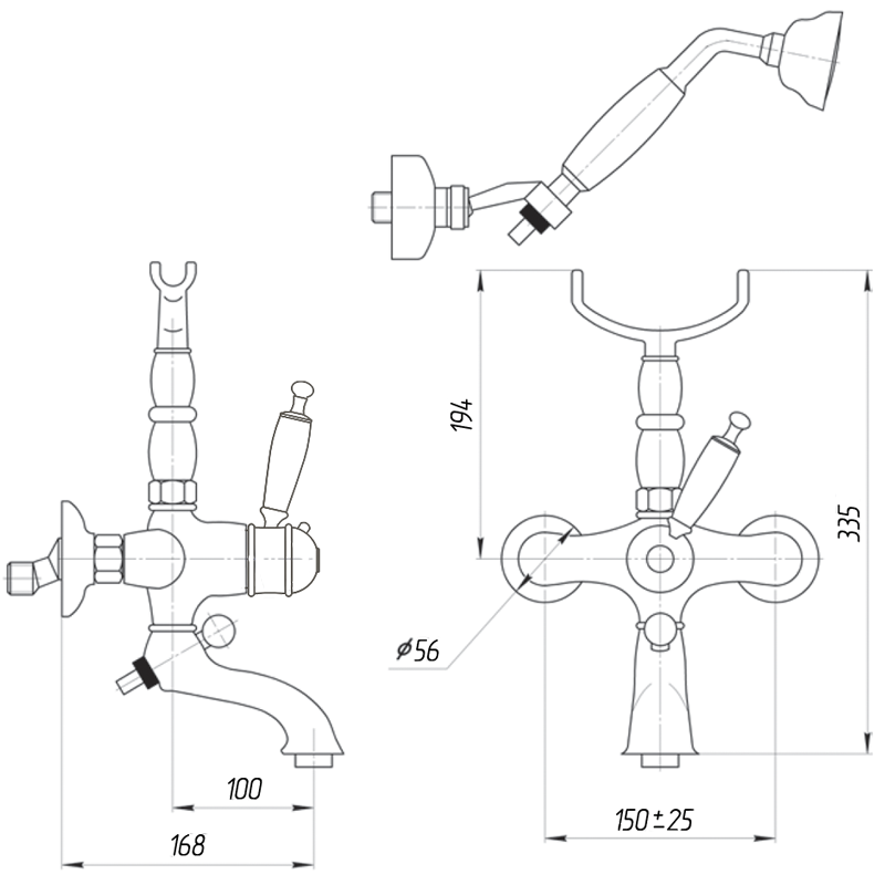 Смеситель для ванны Migliore Oxford ML.OXF-6303.BI.RA с душем, термостат, медь