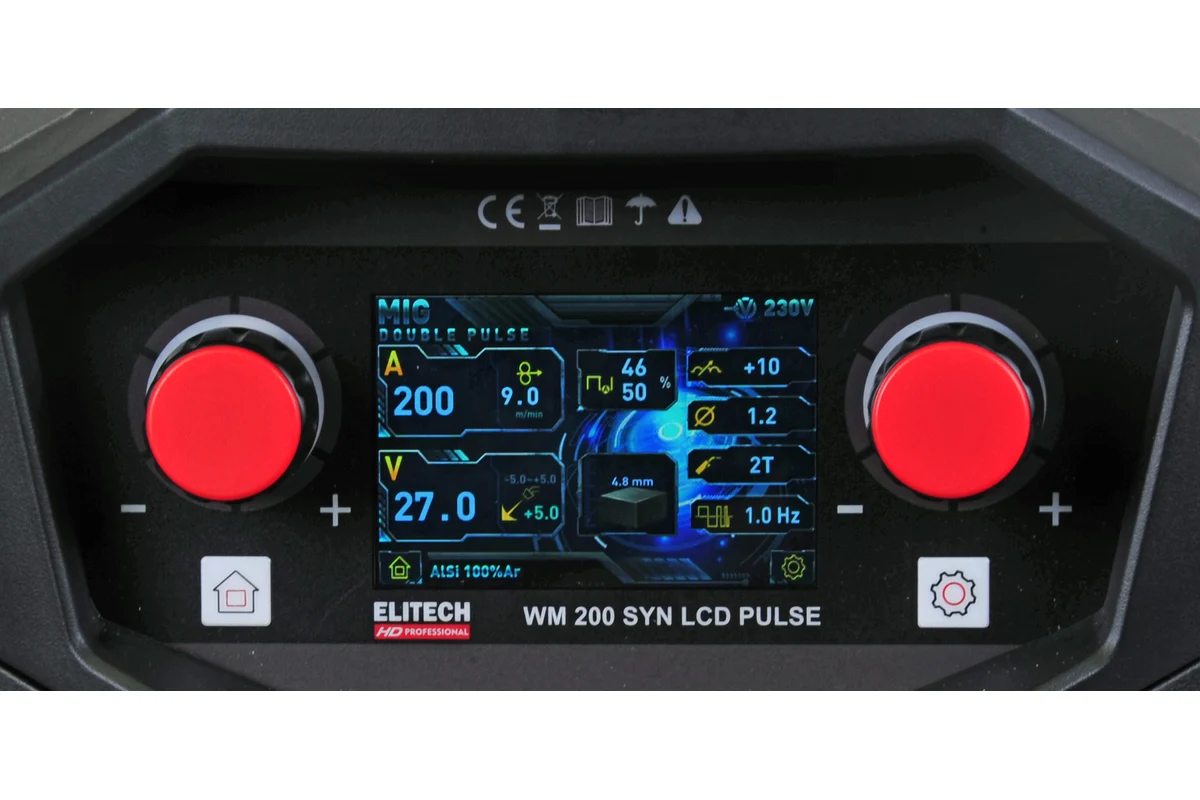 Инверторный сварочный аппарат Elitech HD WM 200 SYN LCD Pulse 204473