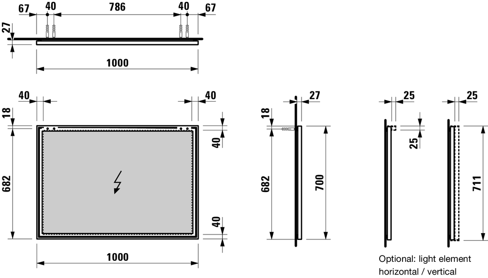 Зеркало Laufen Frame 100 см