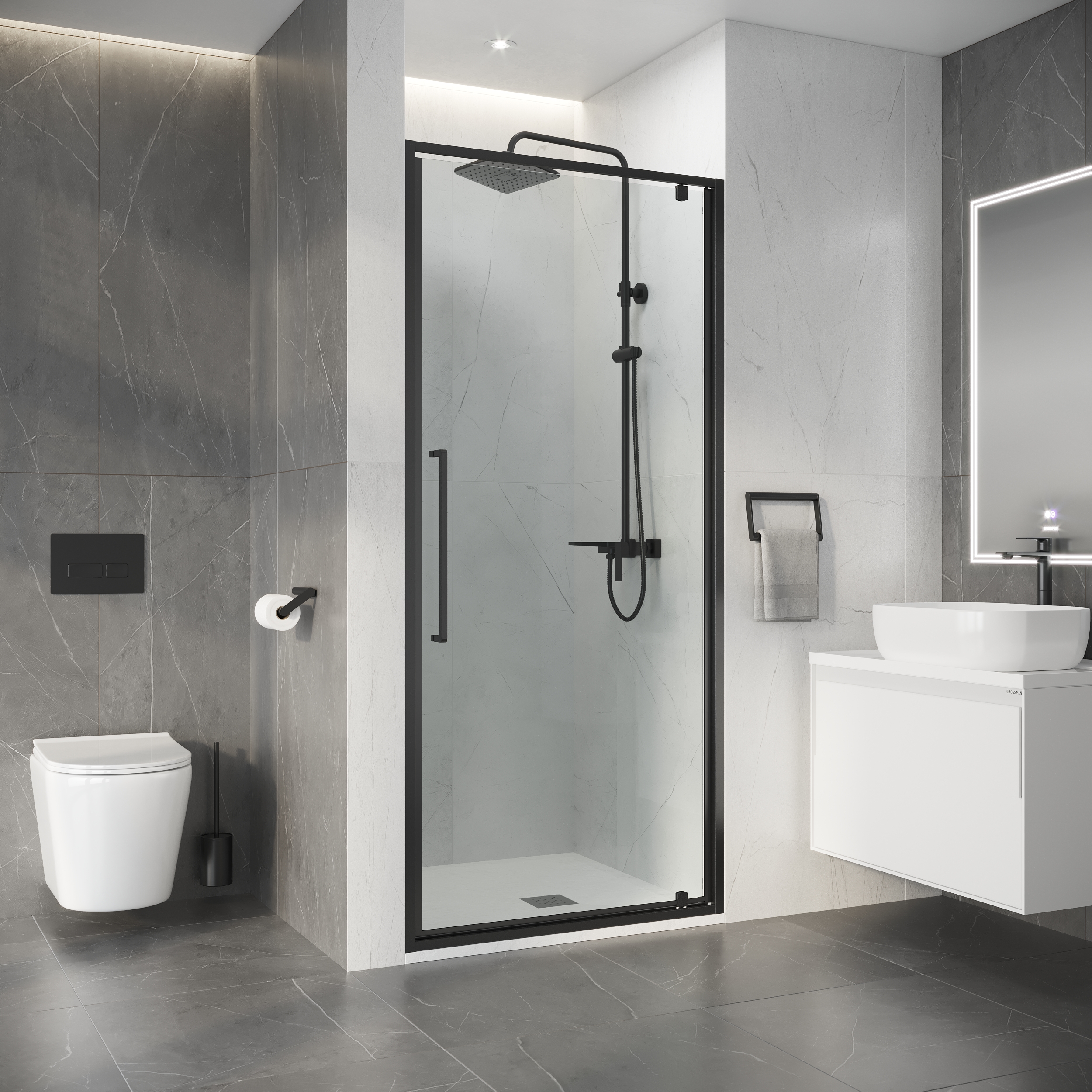 Душевая дверь Niagara Nova 80x195 прозрачное, графит NG-35-8AGR