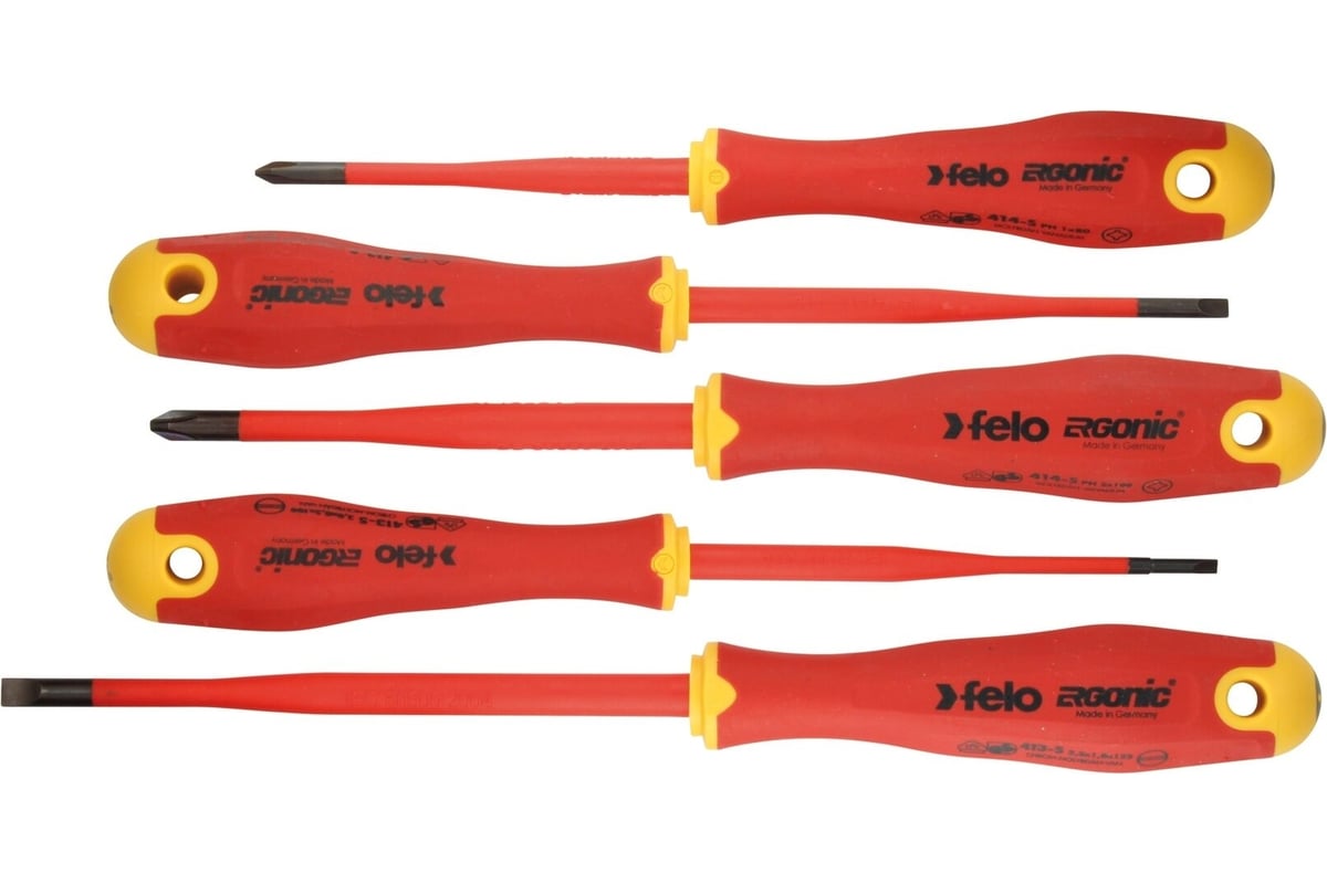 Набор диэлектрических отверток Felo Ergonic E-SLIM SL/PZ, 5 шт. 41385398