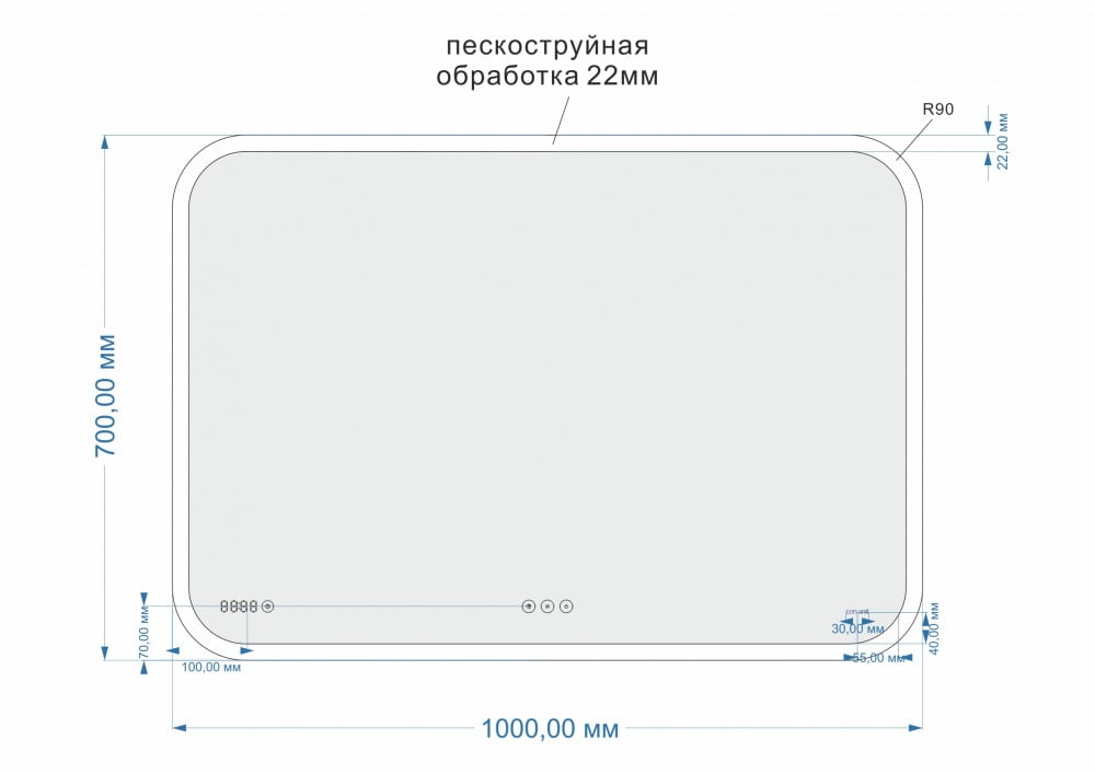 Зеркало Cersanit Design Pro 100x70 см с функцией антипар, bluetooth