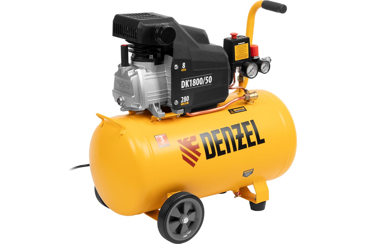 Воздушный компрессор Denzel DK1800/50,Х-PRO 1,8 кВт, 280л/мин, 50л 58068