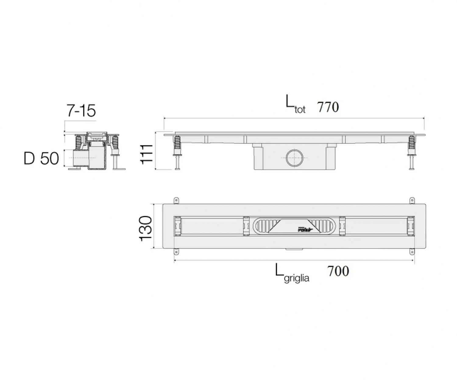 Душевой трап Valsir Linea VS0701951 70 см