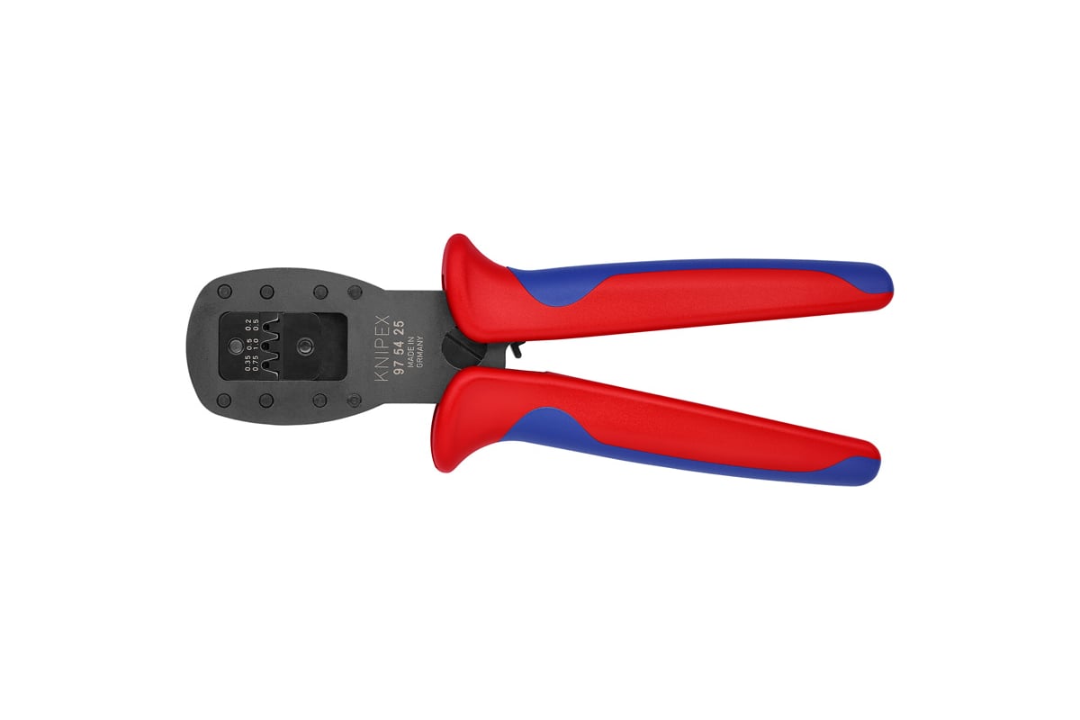 Пресс-клещи для штекеров Knipex Micro-Fit Molex, 3 гнезда, AWG 30-26/24-22/20, L-190 мм KN-975425