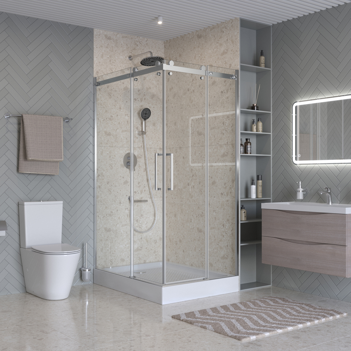Душевой уголок BelBagno MARINO-2-AH-2-120/90-C-CR 120x90 прозрачный, хром