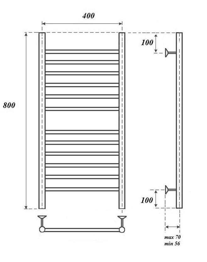 Полотенцесушитель электрический Point PN10148SE П12 40x80 хром