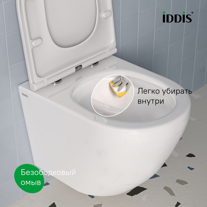 Унитаз подвесной IDDIS Blanco Q безободковый BLQNDSEI25 белый смыв Торнадо