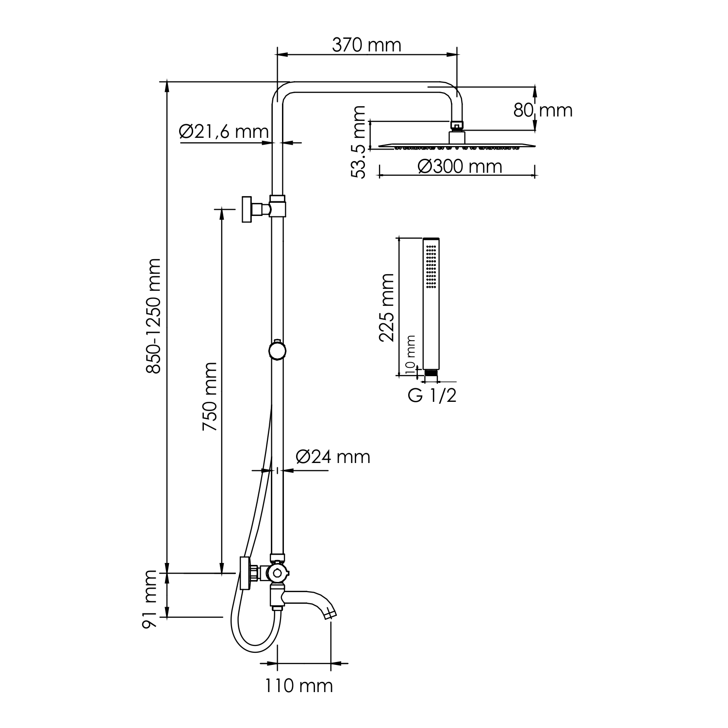 Душевая стойка WasserKRAFT A188.116.137.087.CH Thermo с термостатом, хром