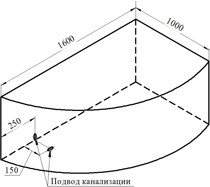 Акриловая ванна Ваннеса Модерна 160х100 см L