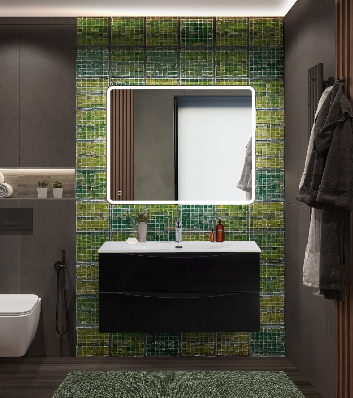 Тумба с раковиной BelBagno Marino-Cer-N 100 см Nero Lucido